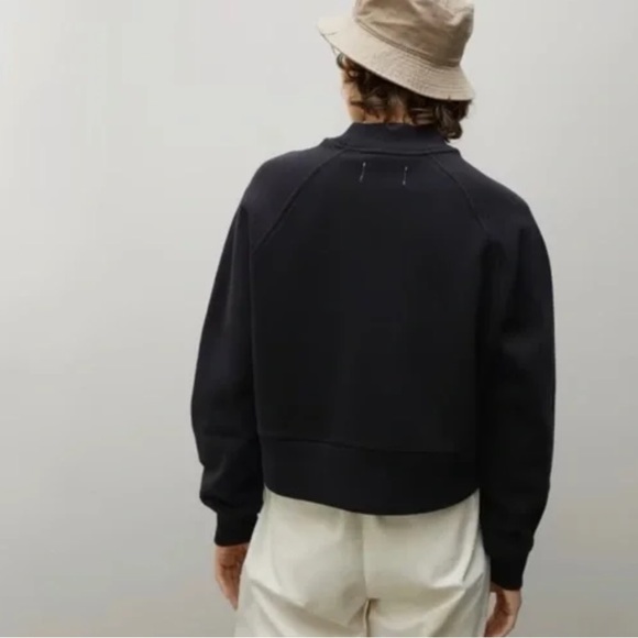 Everlane The Organic Cotton Crop Mock Neck Sweatshirt Black Small Medium Large - Picture 4 of 8